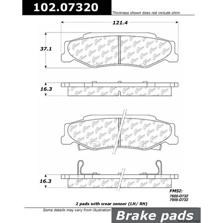 Centric Parts METALLIC BRAKE PAD W/SHIMS 102.0732